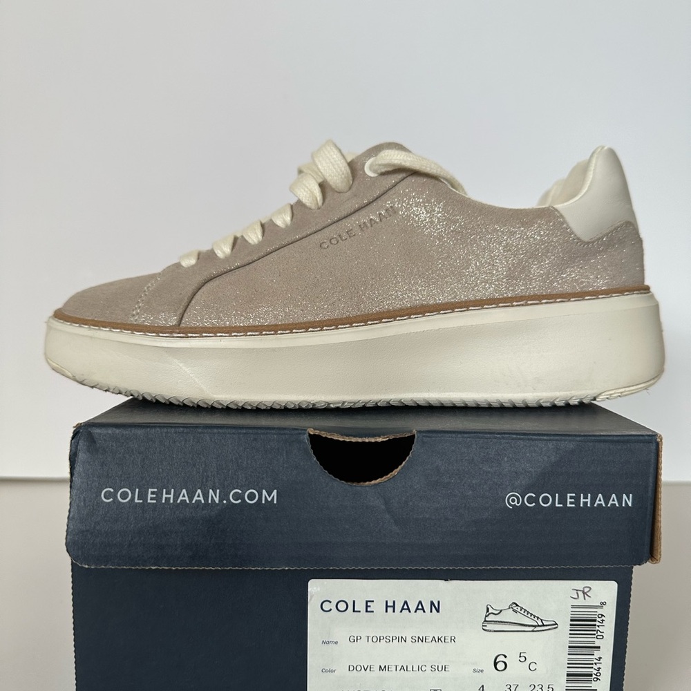 Cole Haan Women's Beige and White Glitter Sneakers - Picture 2 of 9